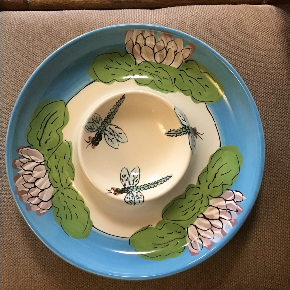 Hand painted dip & chip dish